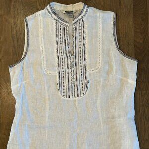Peter Nygard Collection 100% Linen V-neck Sleeveless Womens Size Petites 14
